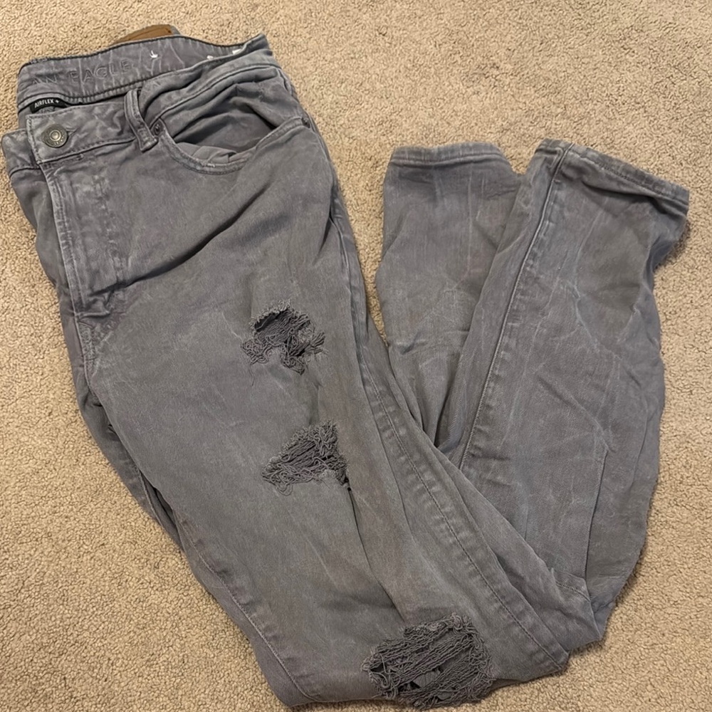 Distressed Gray Jeans